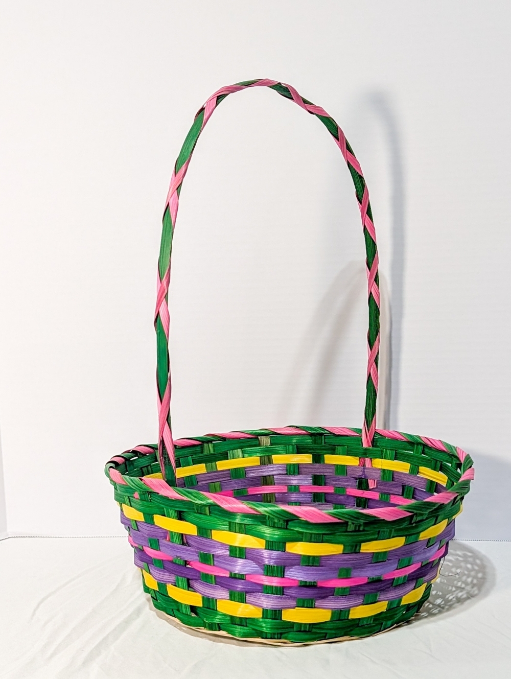 Bright Multi-Color Woven Spring/Easter Basket - Picture 2 of 12